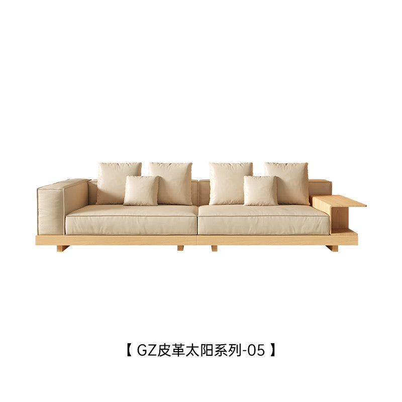 Refreshing Breeze Sofa, wooden-style leather sofa