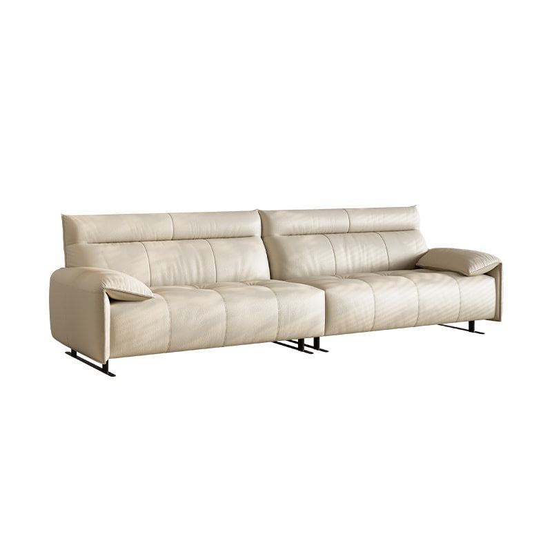 A leather sofa with soft armrests