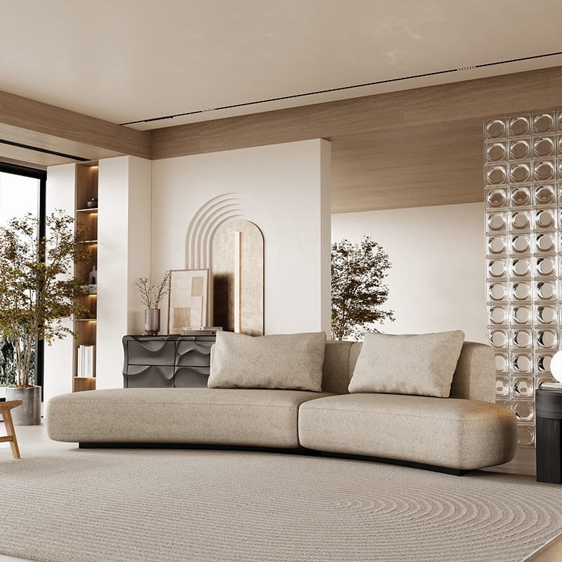 A minimalist curved sofa