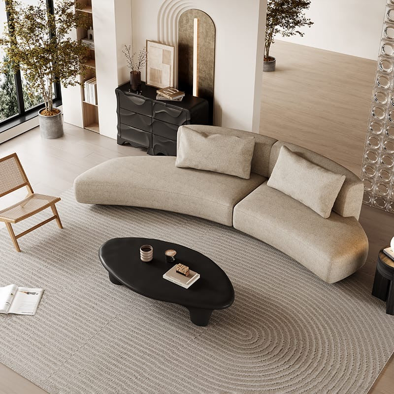 A minimalist curved sofa