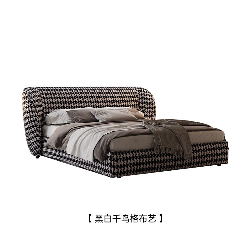 A soft bed made of classic checkered fabric