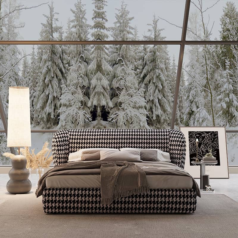 A soft bed made of classic checkered fabric