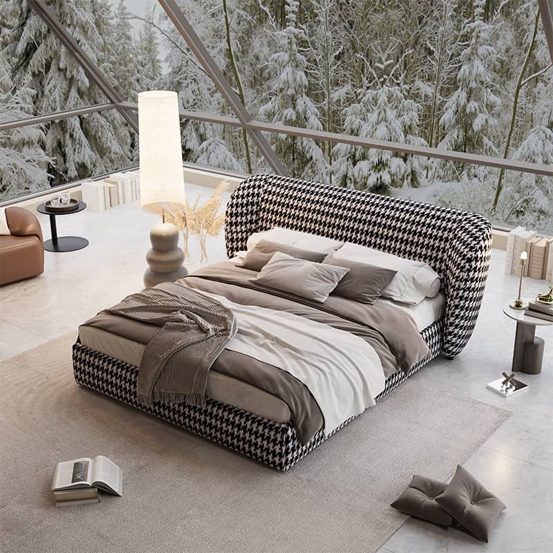A soft bed made of classic checkered fabric