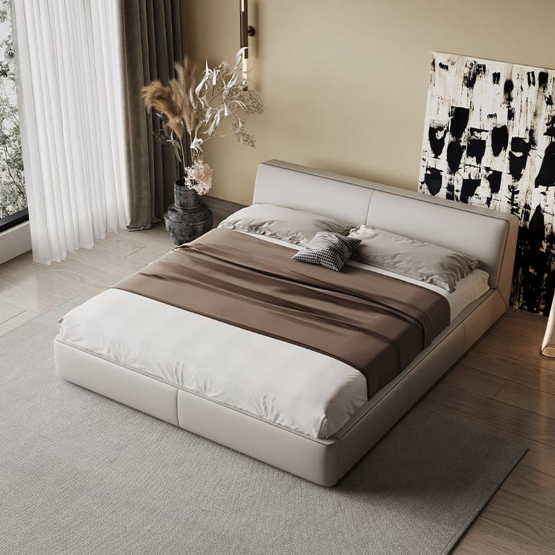 OxerNight Bed, a minimalist leather bed