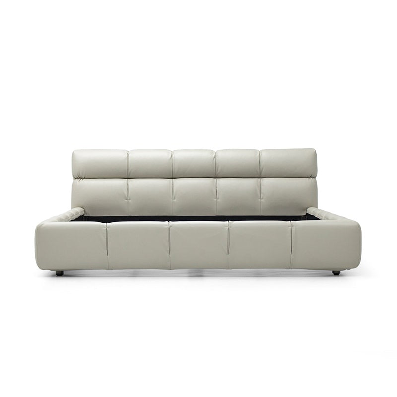 A light luxury cream style soft bed made of full grain leather