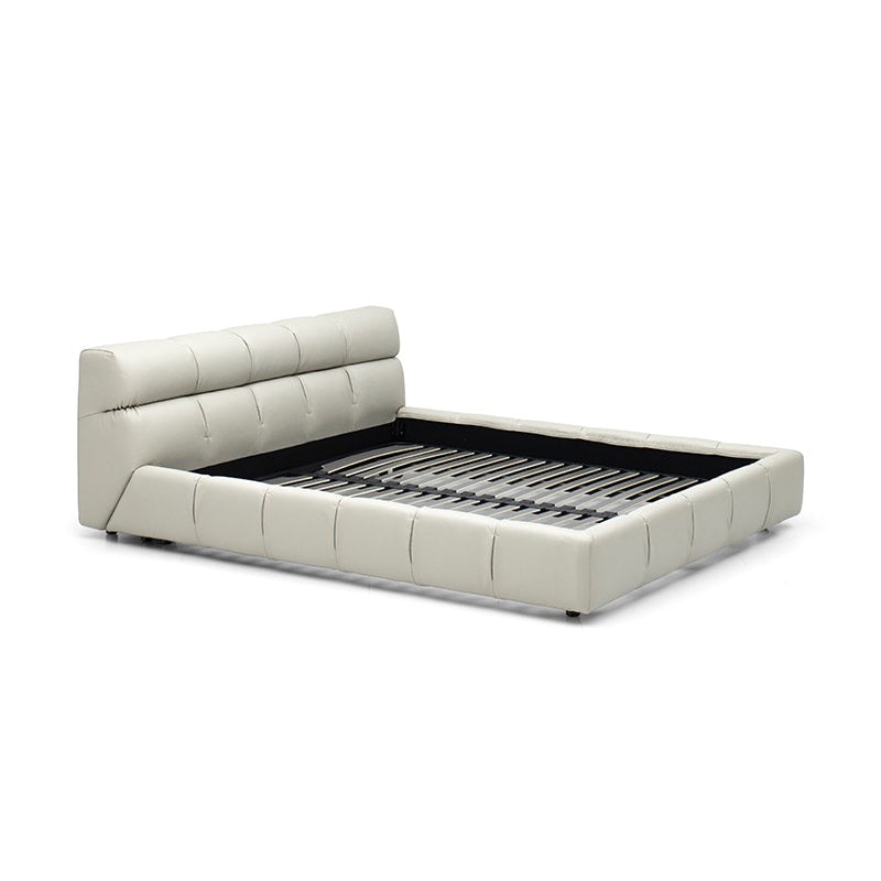 A light luxury cream style soft bed made of full grain leather