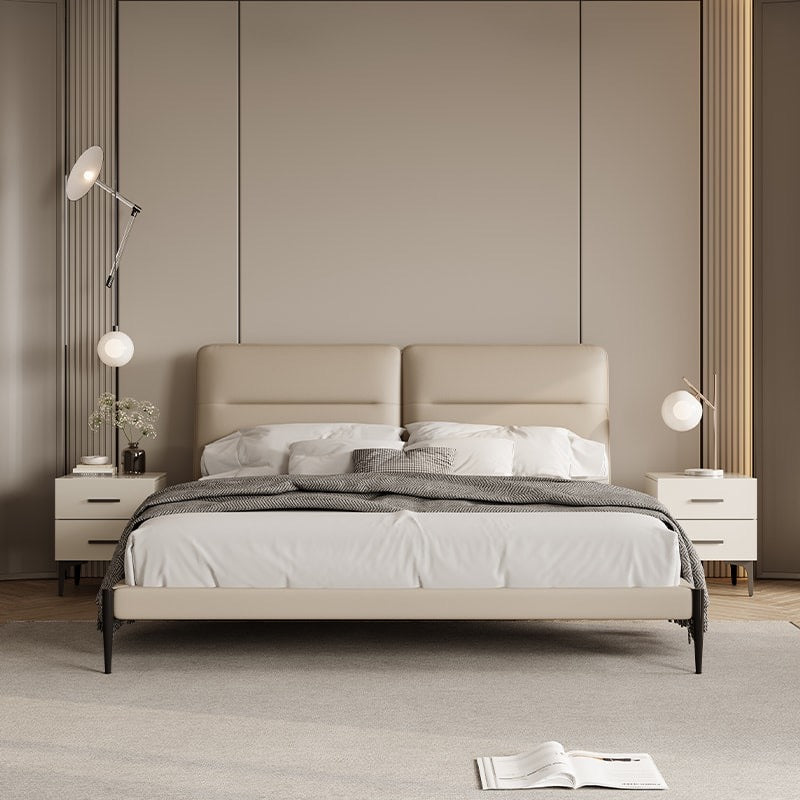 A simple leather soft bed