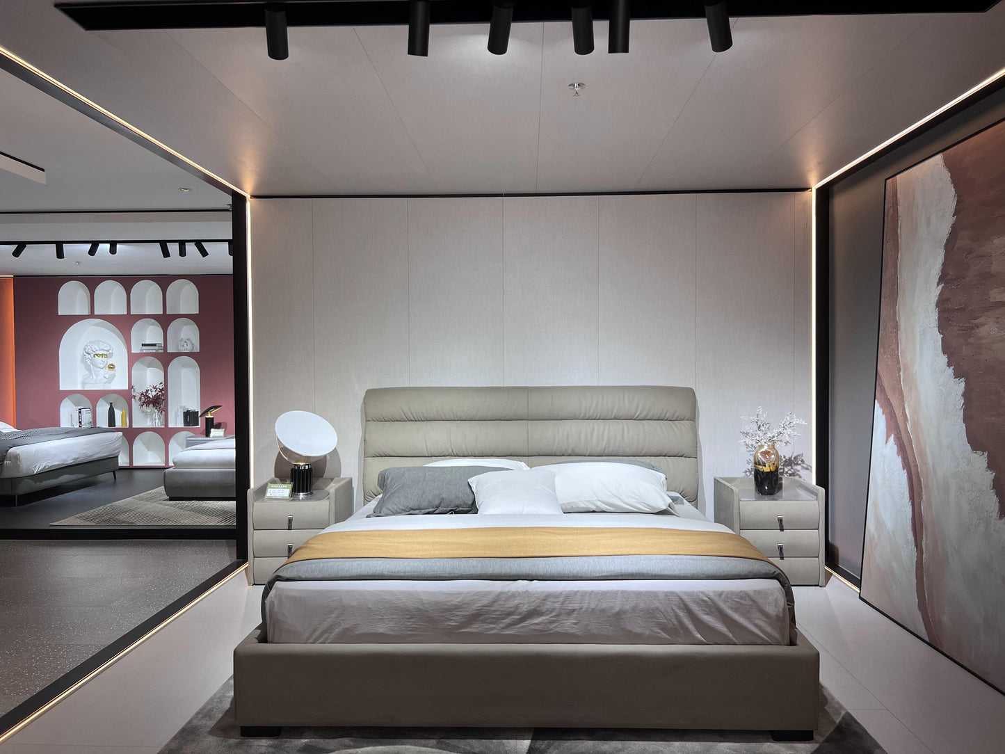 A upholstered bed with a high cost performance