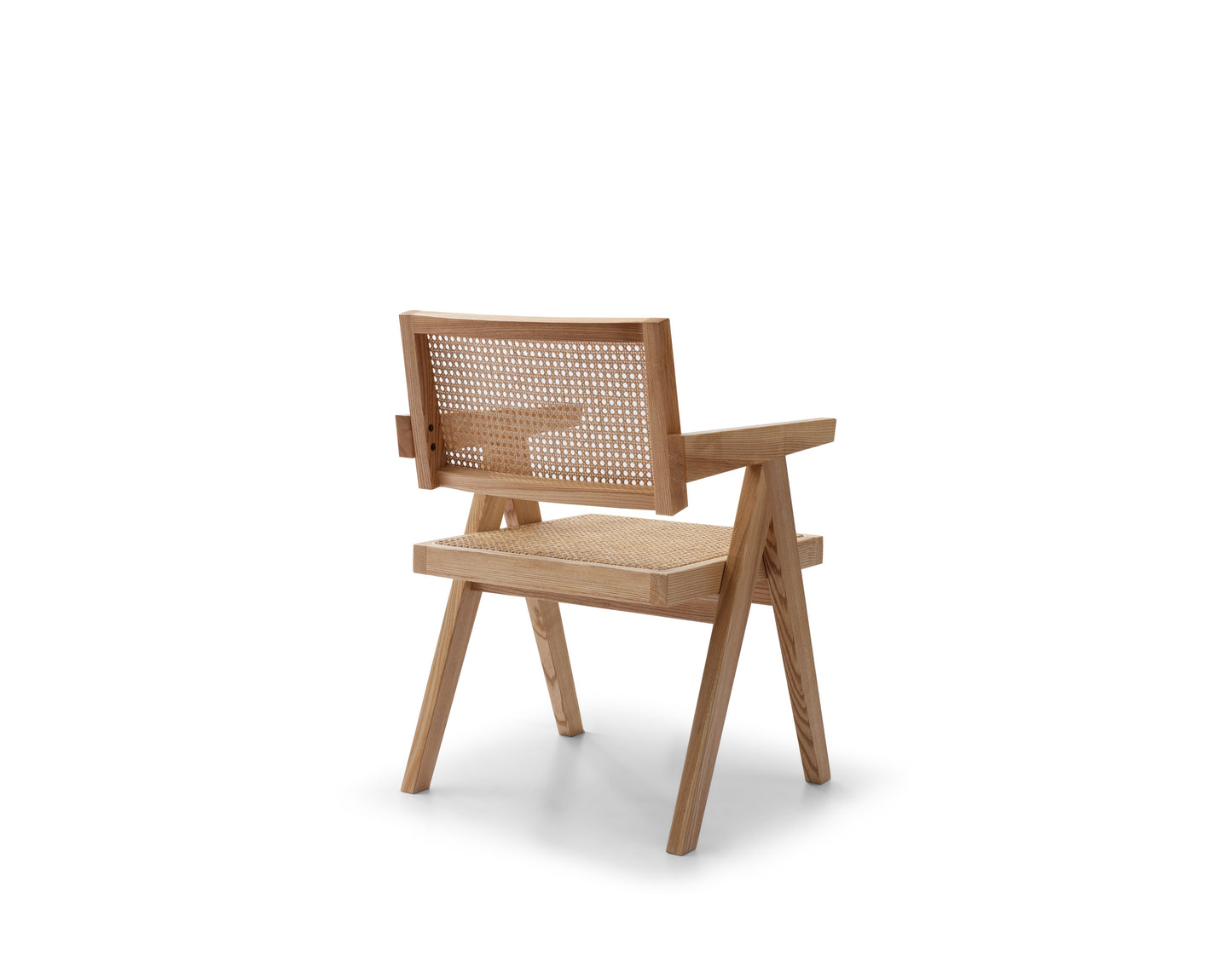 A solid wood dining chair made of rattan weaving technology