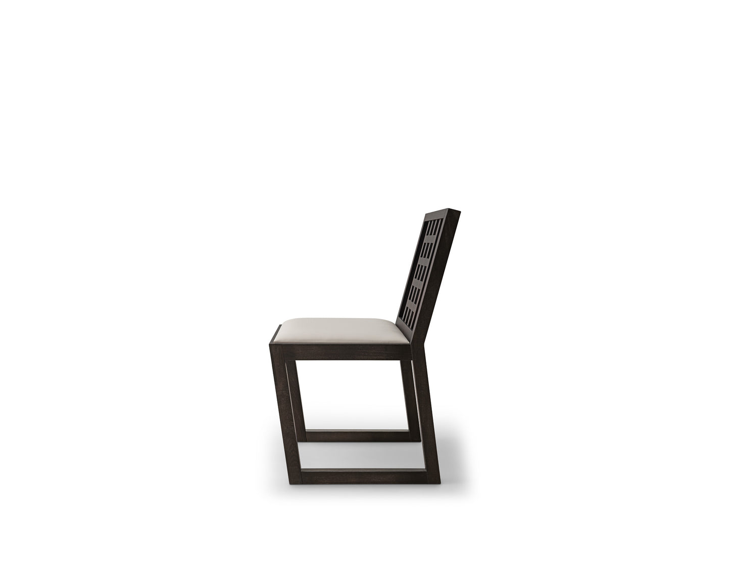 A minimalist hollowed out armless dining chair