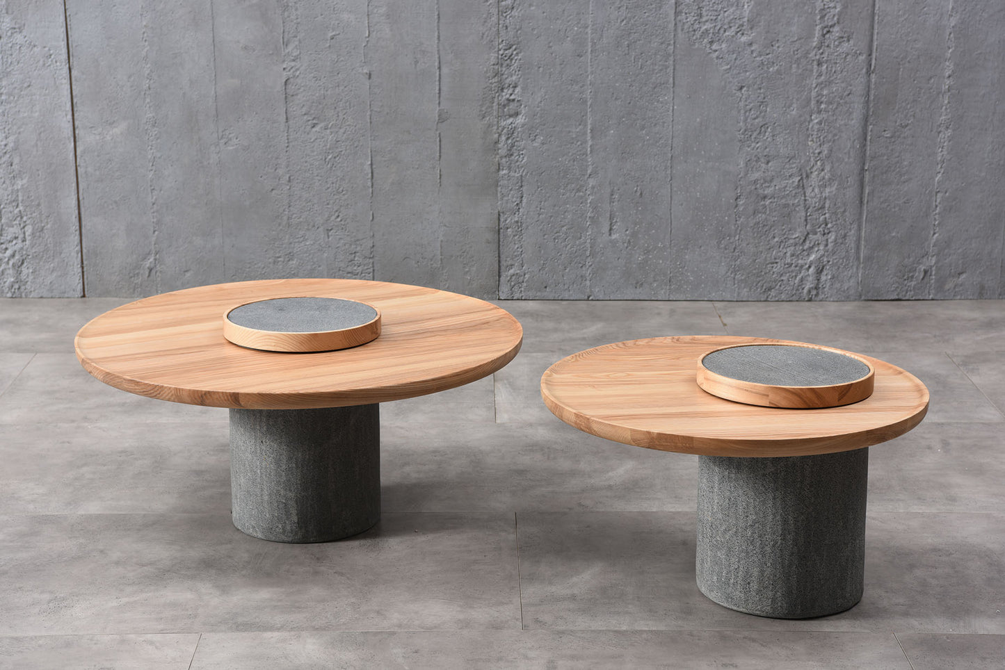【Video】Solid wood granite coffee table and side table