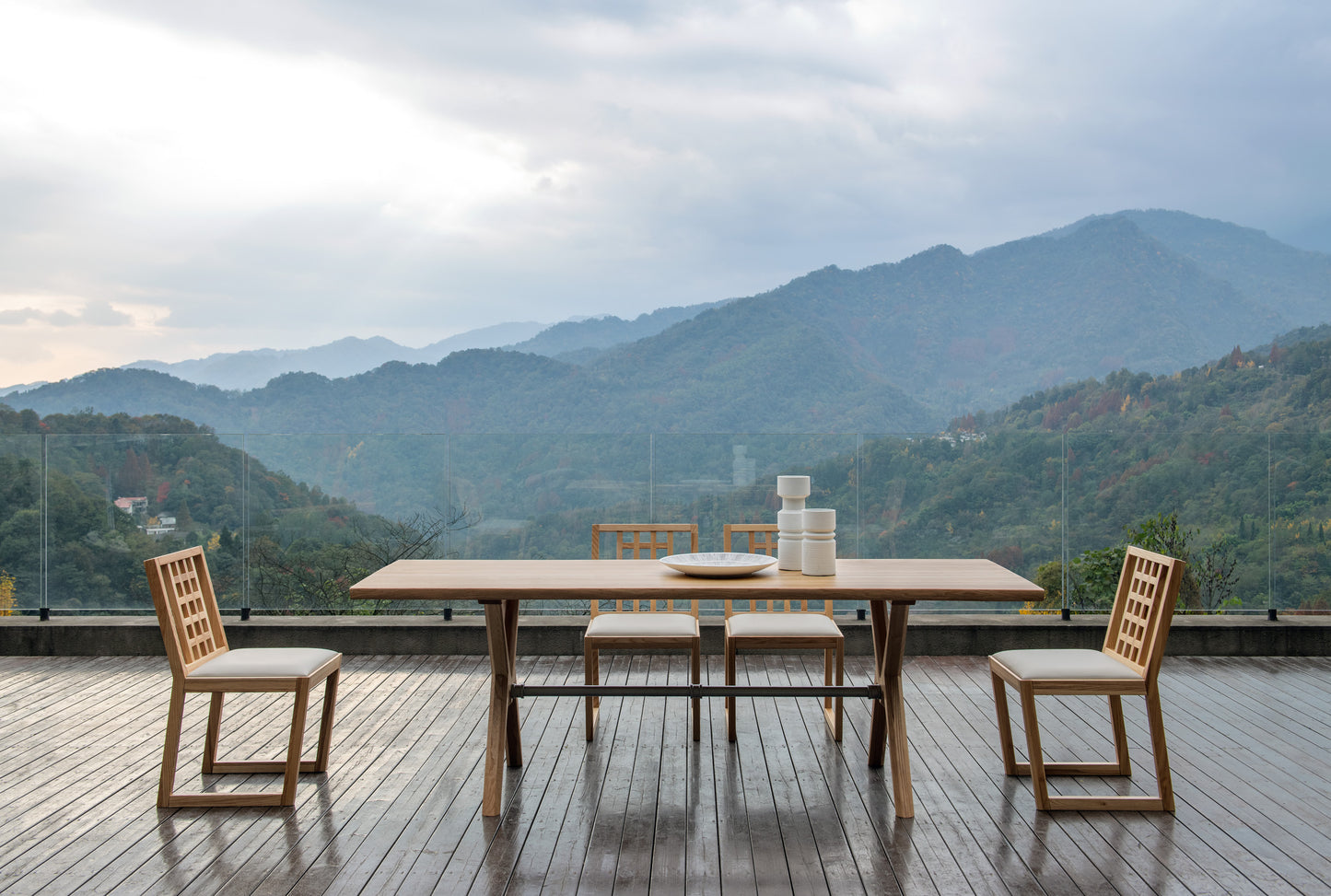 A minimalist hollowed out armless dining chair