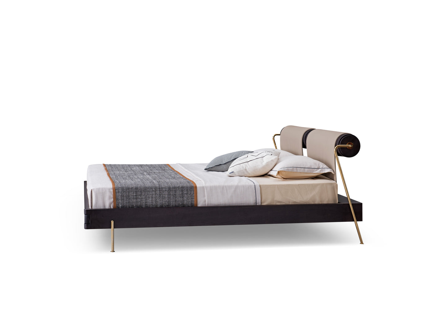 High end light luxury style solid wood bed