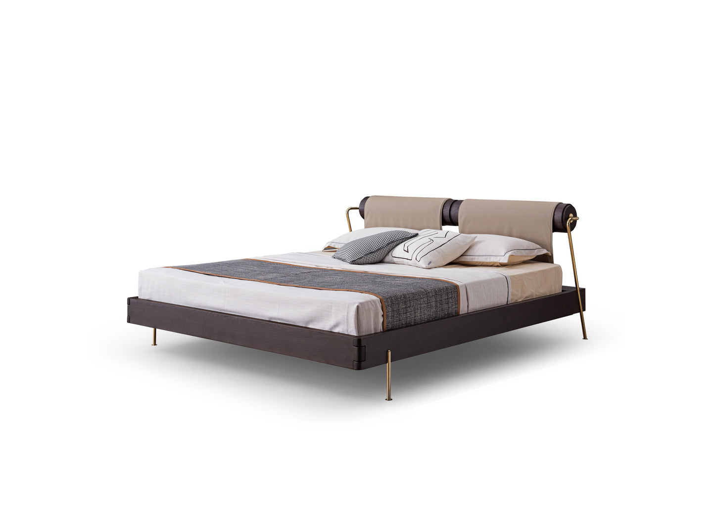 High end light luxury style solid wood bed