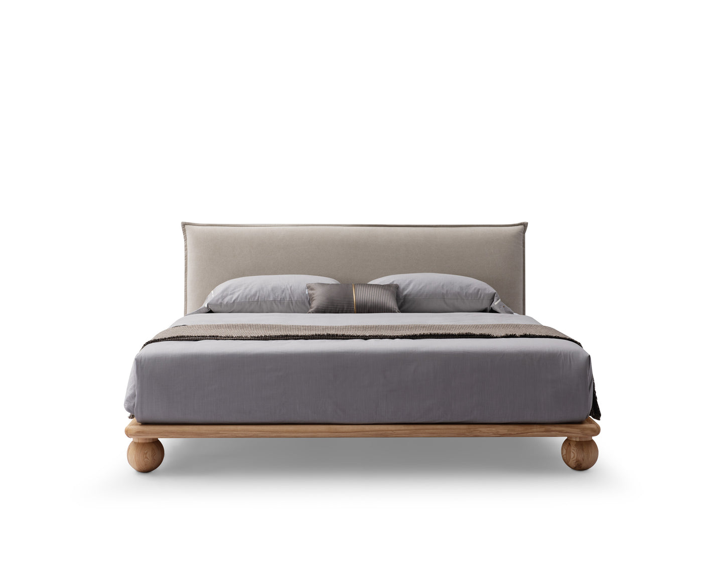 Fashionable and minimalist style fabric solid wood bed