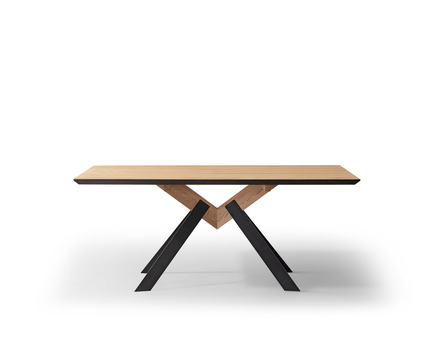 A solid wood dining table with a strong sense of design