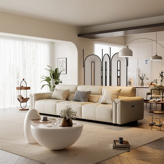 A cream style sofa with electric function