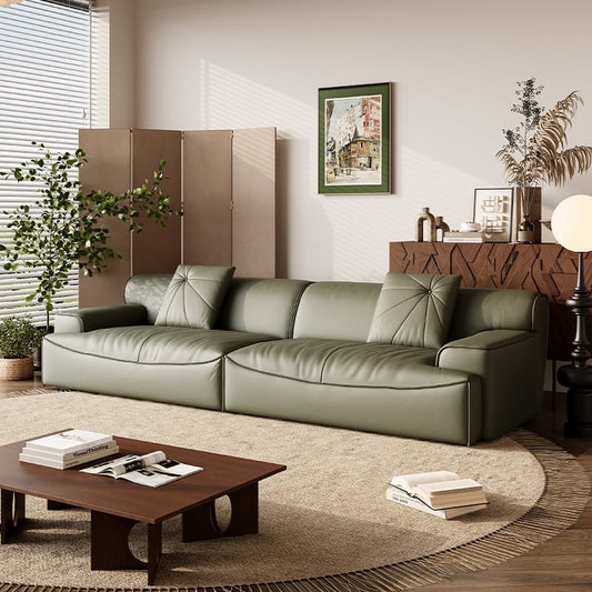 An all-leather floor sofa
