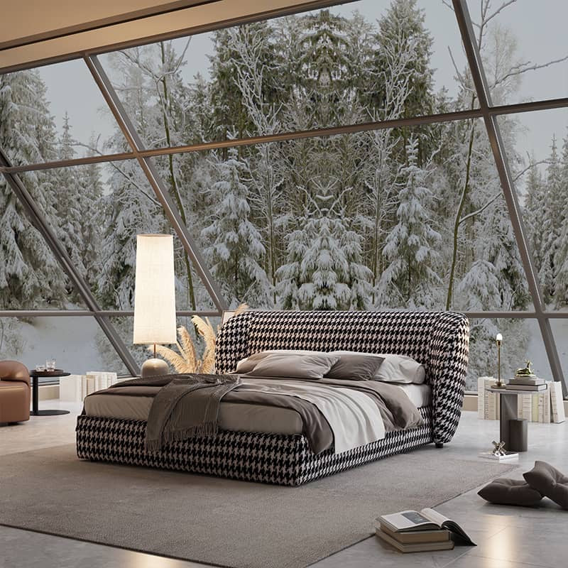 A soft bed made of classic checkered fabric