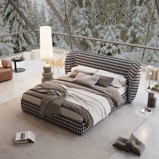 A soft bed made of classic checkered fabric