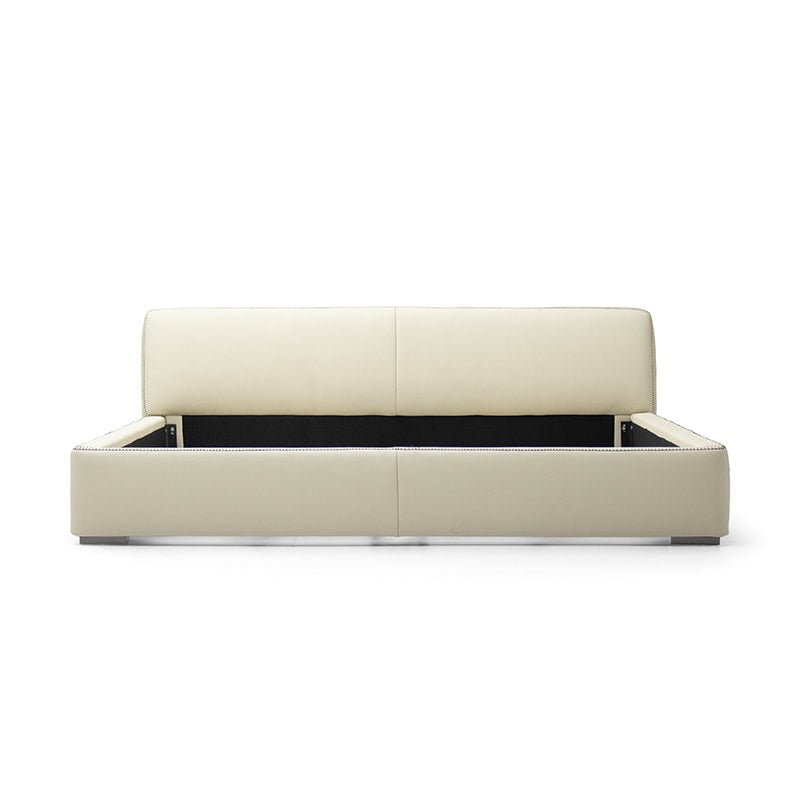 OxerNight Bed, a minimalist leather bed