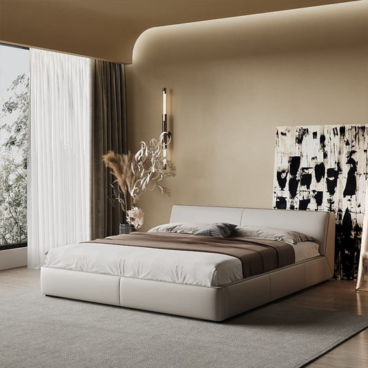 OxerNight Bed, a minimalist leather bed