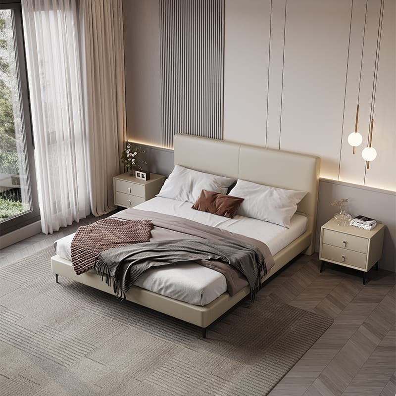 Modern style leather minimalist bed