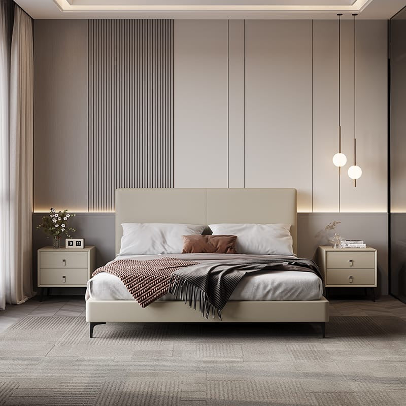 Modern style leather minimalist bed