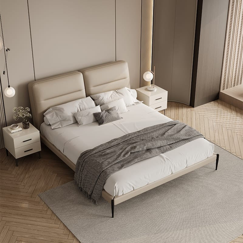 A simple leather soft bed