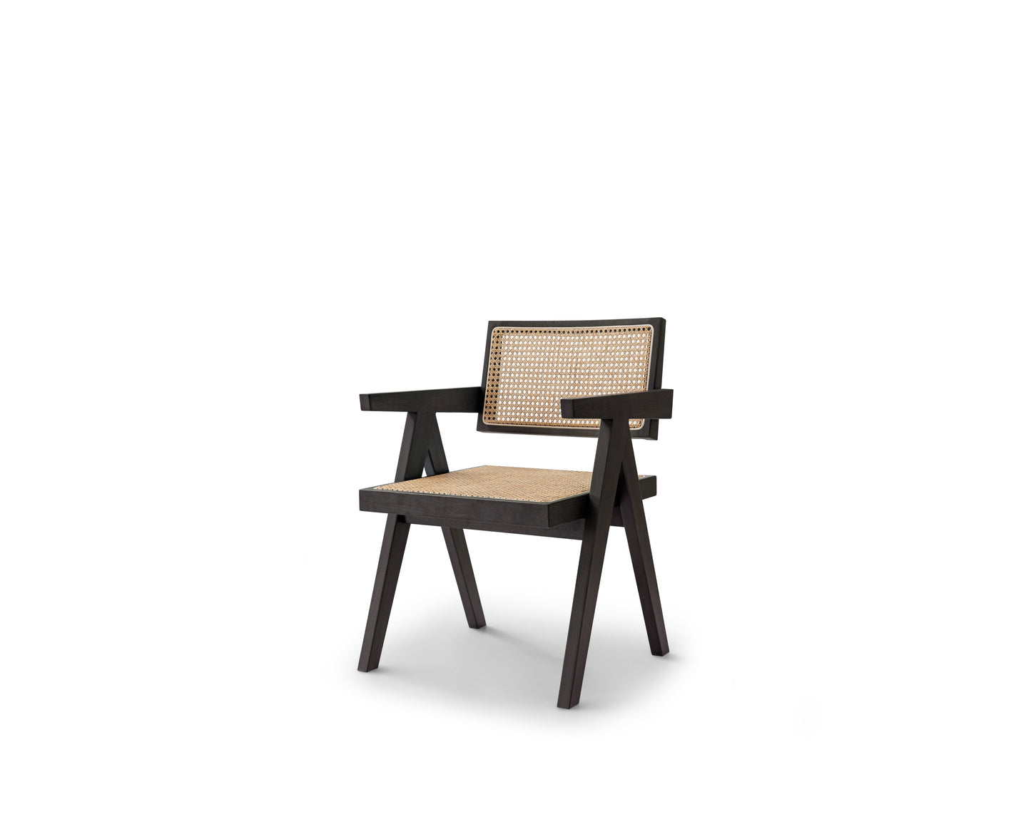 A solid wood dining chair made of rattan weaving technology