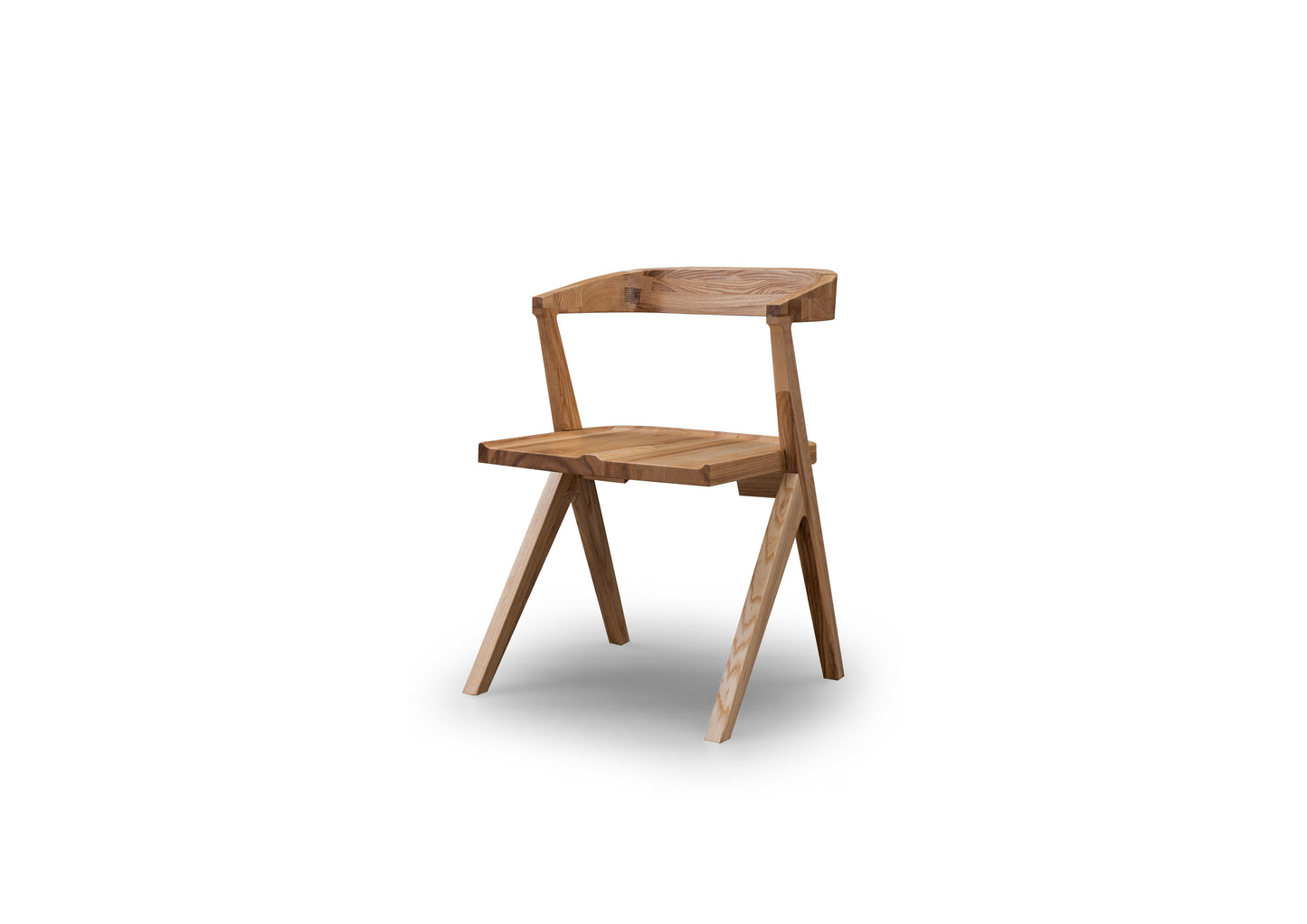 A dining chair made entirely of solid wood with a strong sense of design