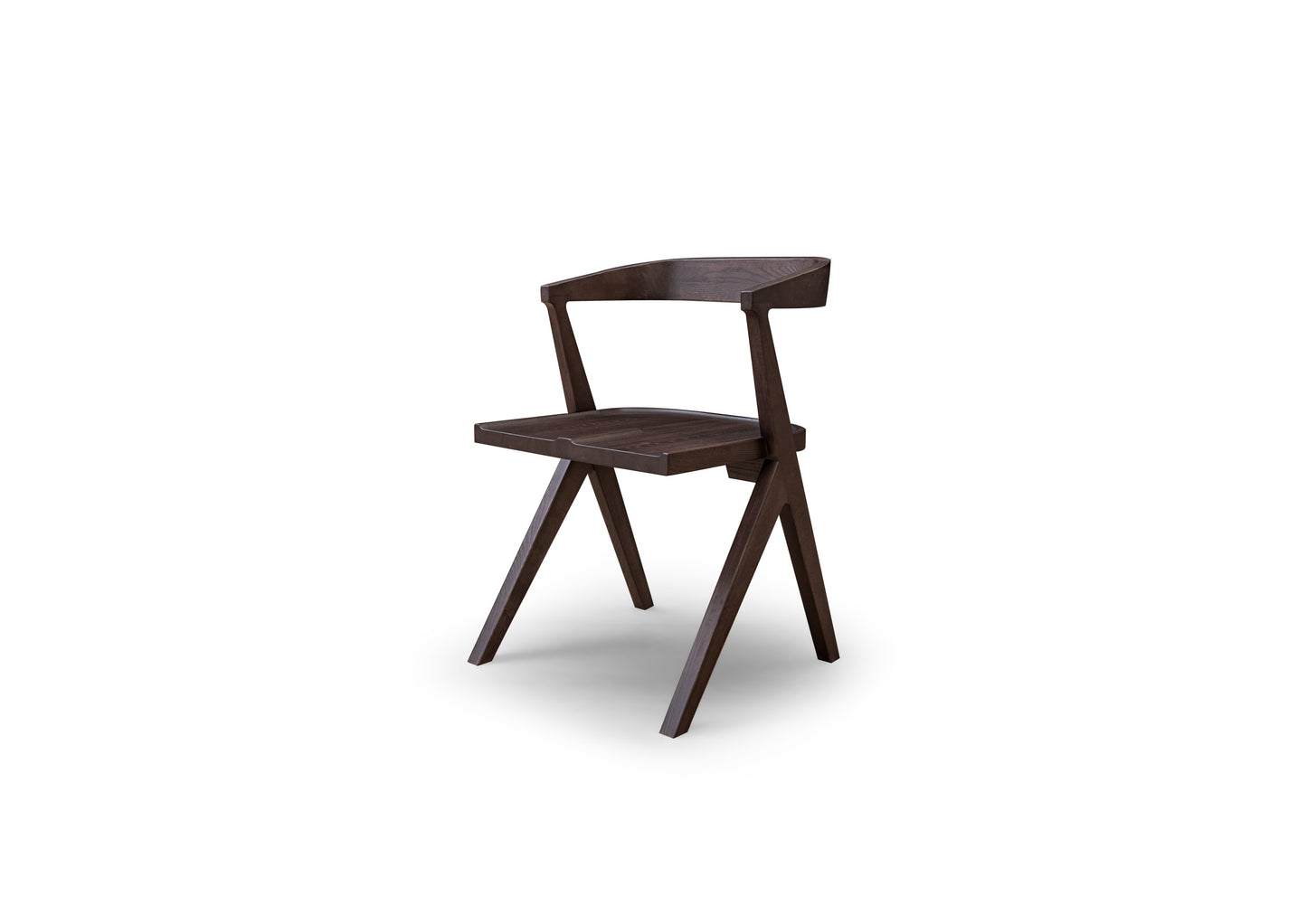 A dining chair made entirely of solid wood with a strong sense of design
