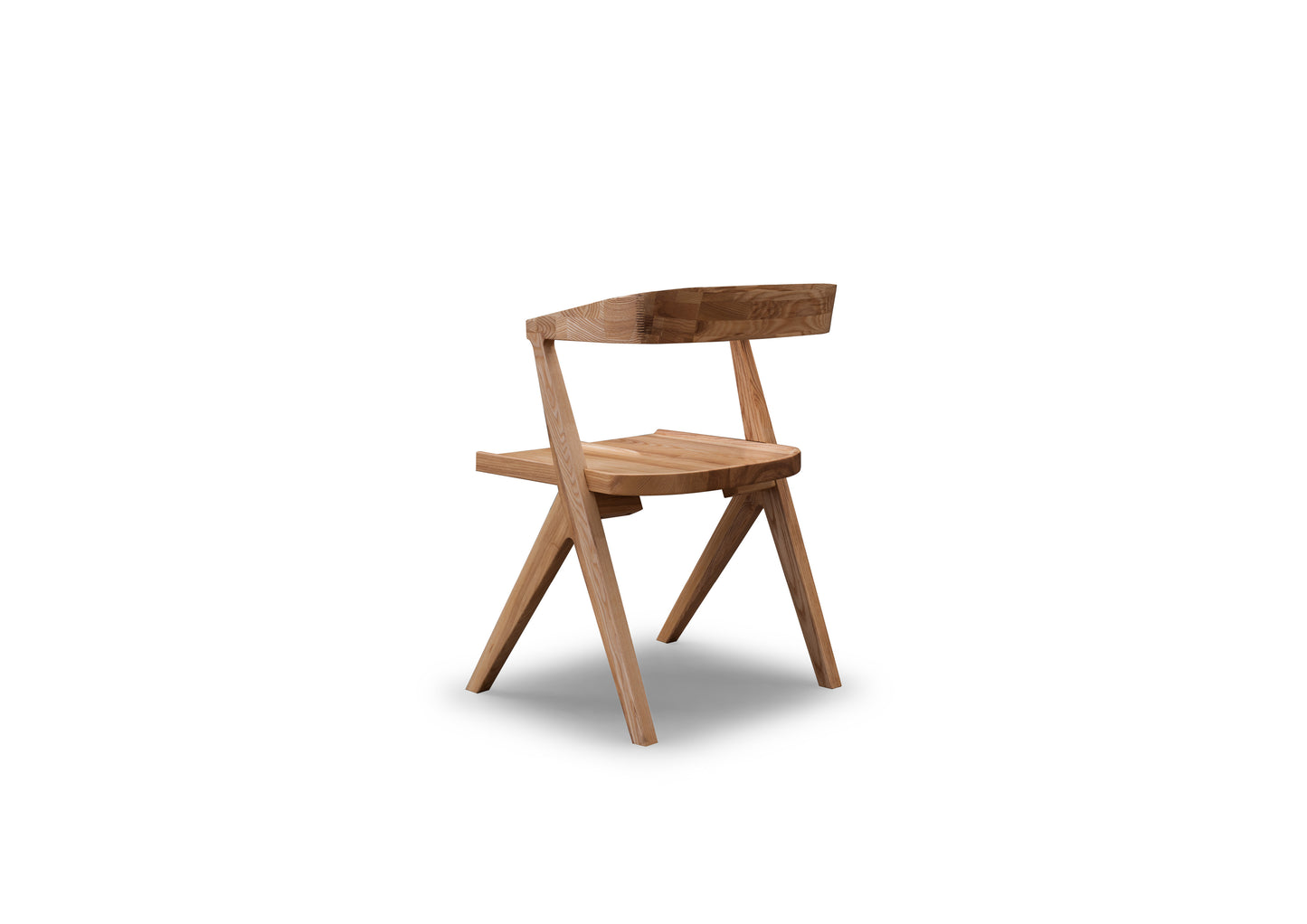 A dining chair made entirely of solid wood with a strong sense of design