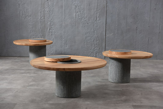 【Video】Solid wood granite coffee table and side table