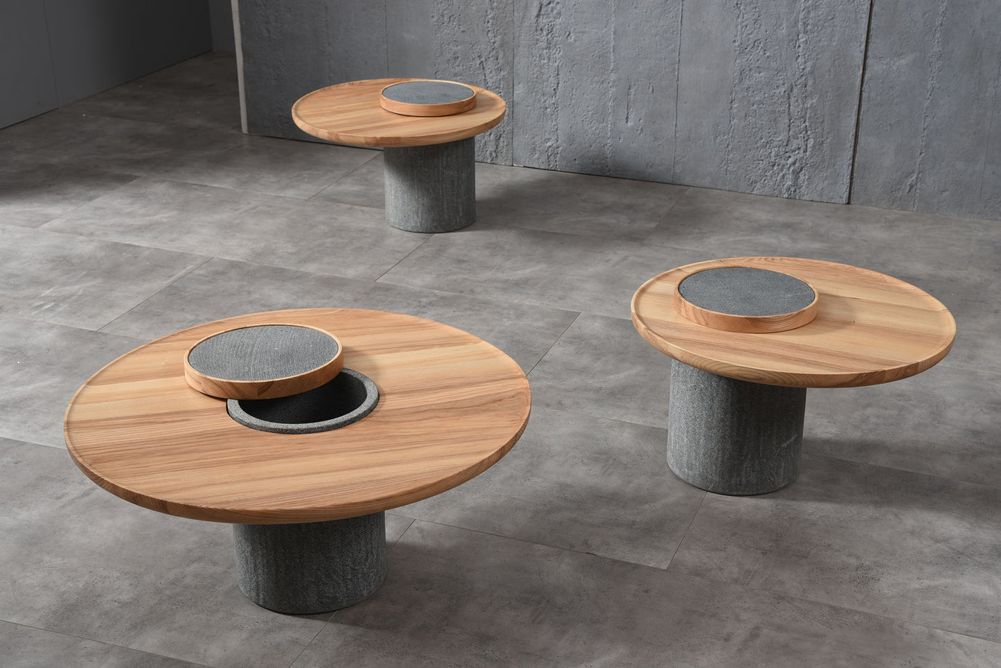 【Video】Solid wood granite coffee table and side table