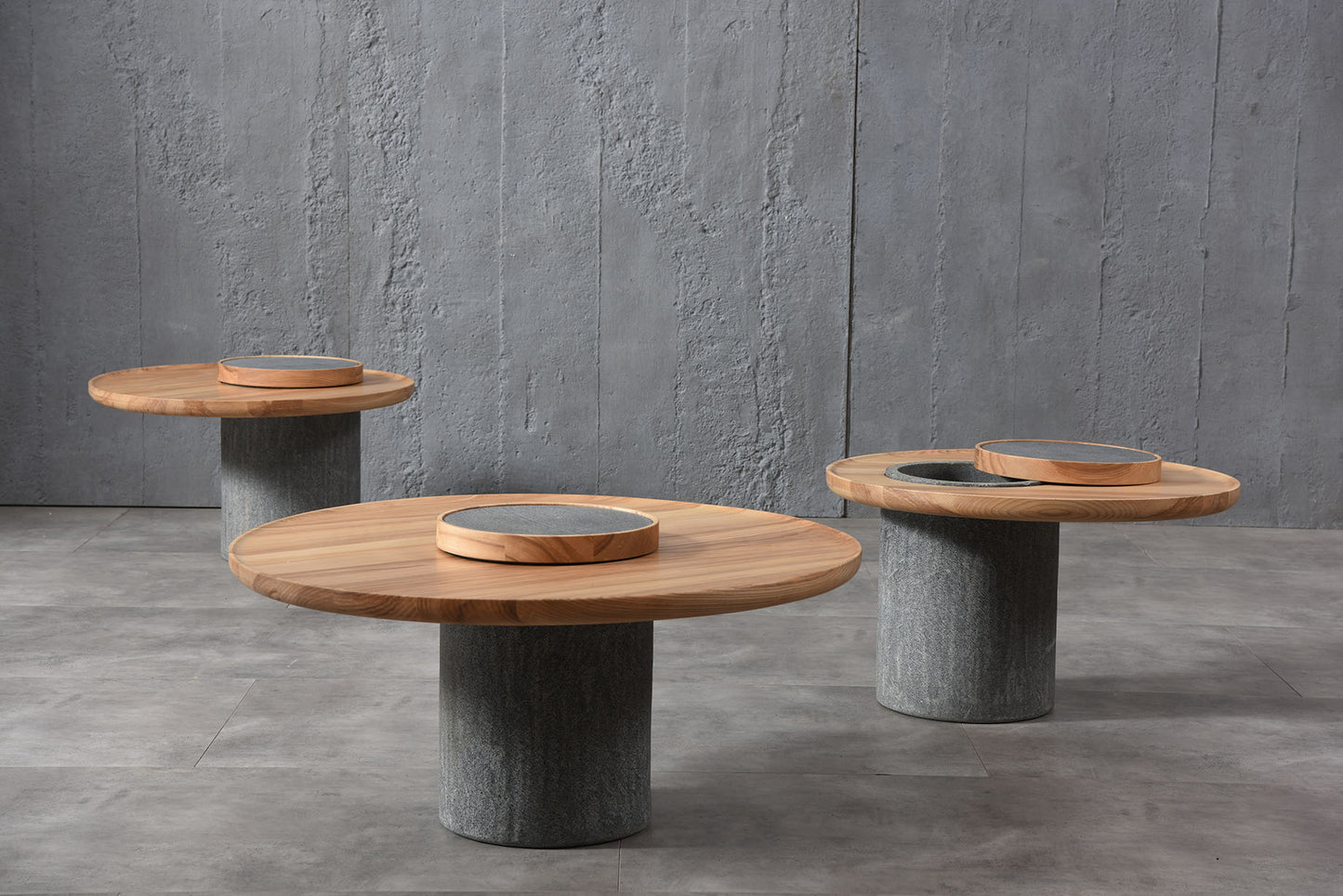 【Video】Solid wood granite coffee table and side table