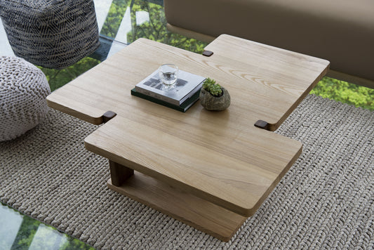 Simple solid wood square coffee table