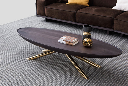 A high-end solid wood coffee table with a light luxury style