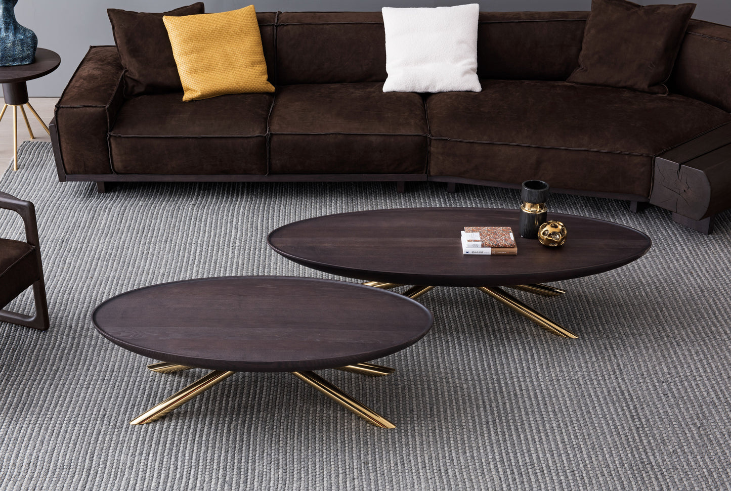 A high-end solid wood coffee table with a light luxury style