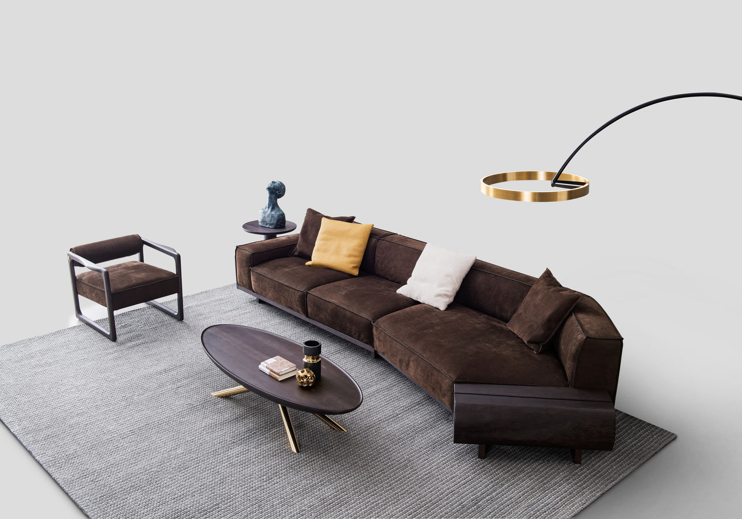 A high-end solid wood coffee table with a light luxury style