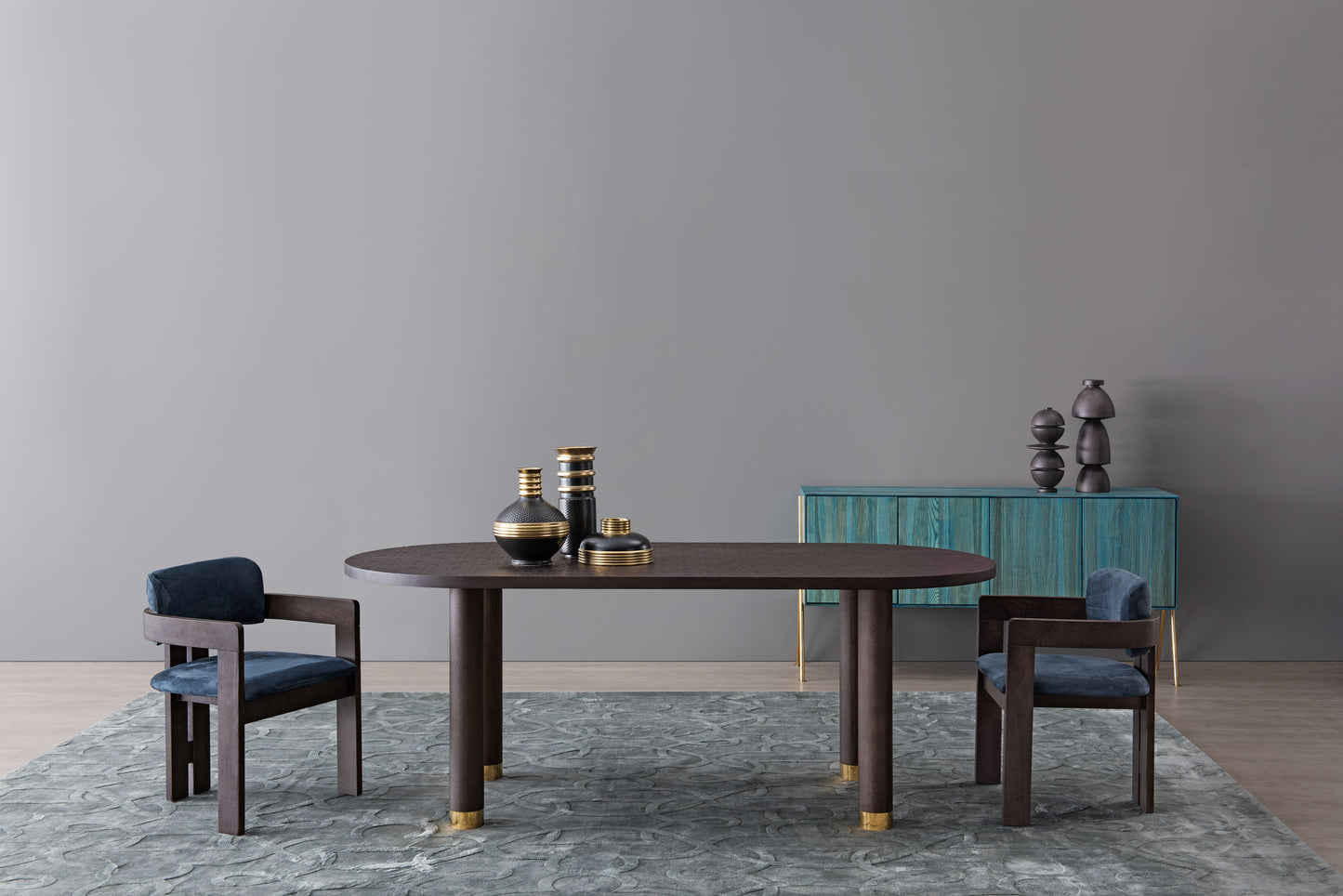 A luxurious solid wood upholstered dining chair