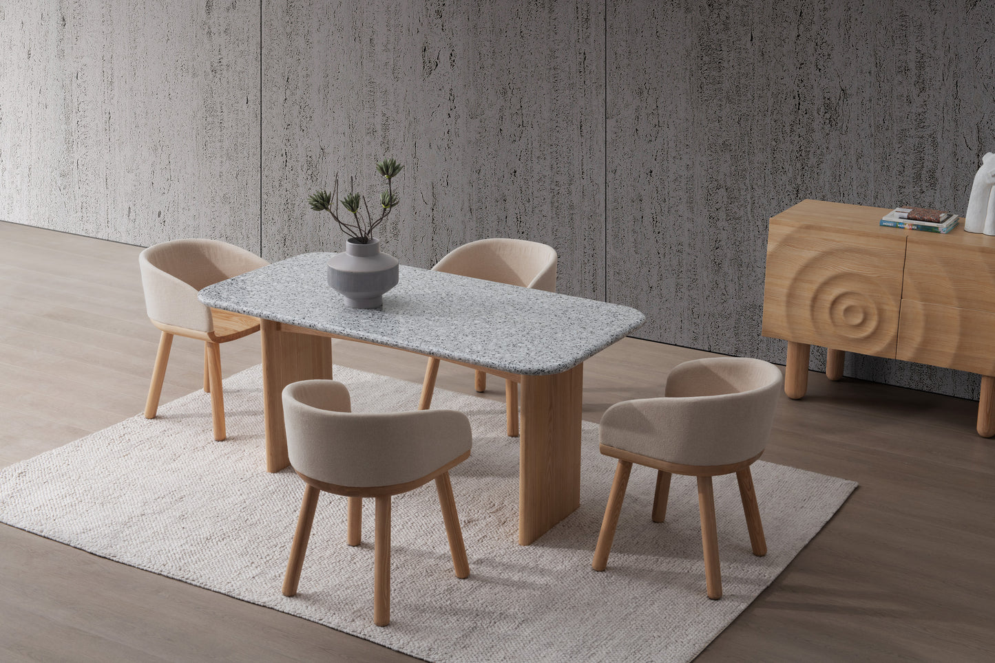 Cream style solid wood upholstered dining chairs