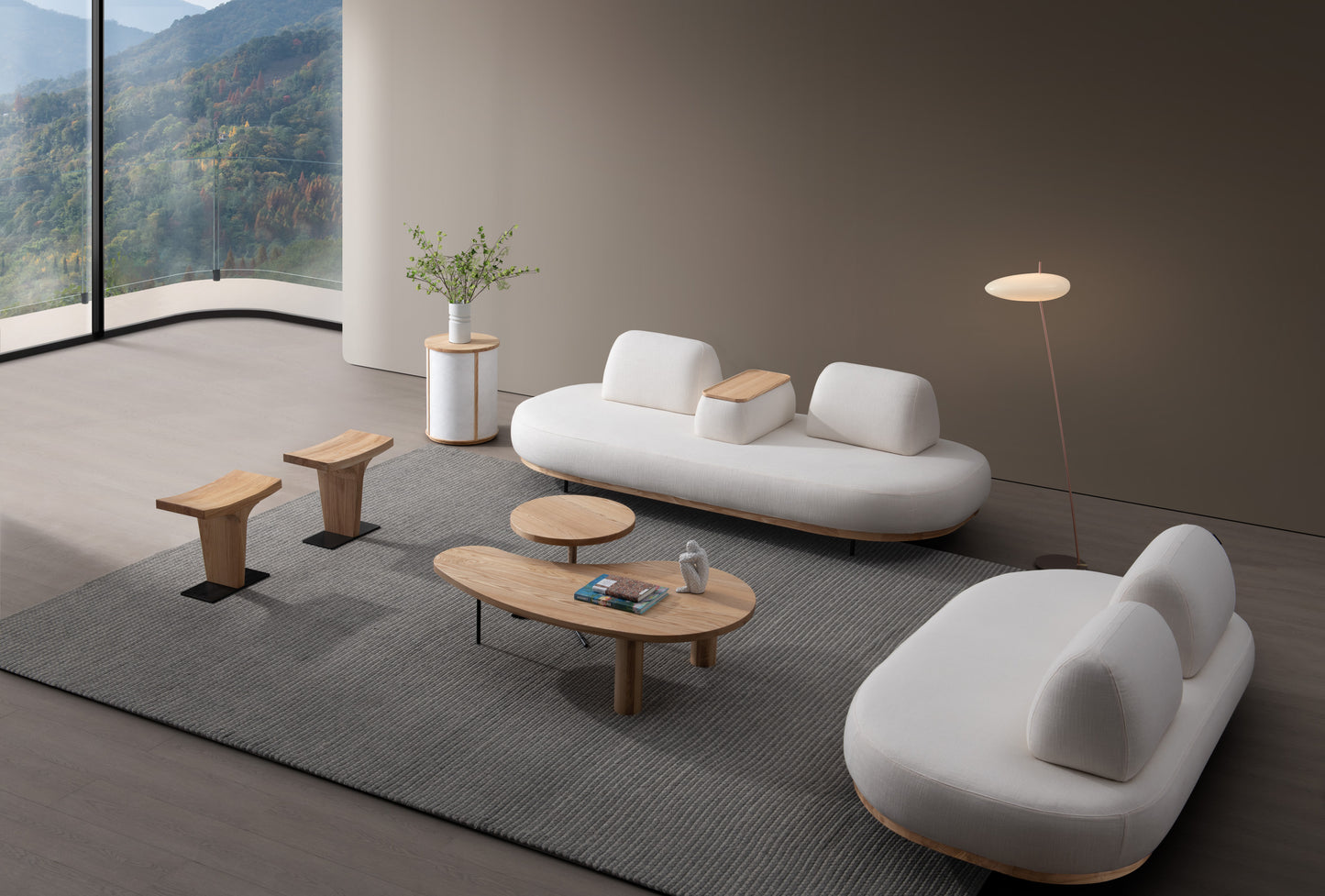 【Video 】Cream wind White Fat Solid Wood Sofa