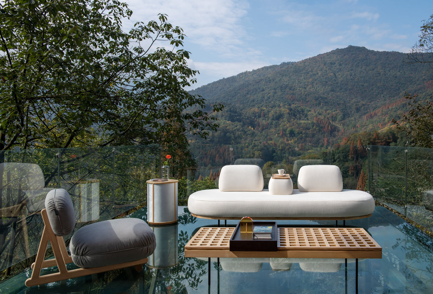 A tea table with a desktop hollowed out design