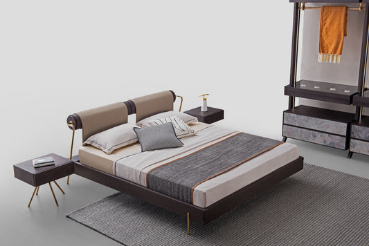 High end light luxury style solid wood bed