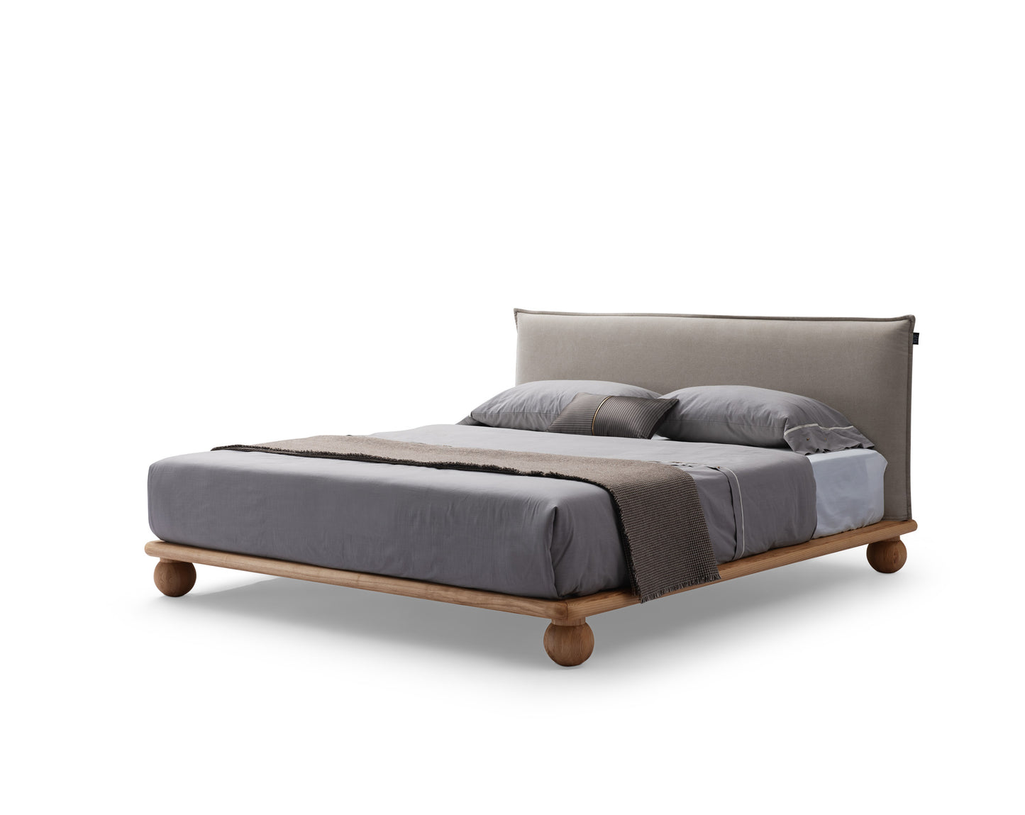 Fashionable and minimalist style fabric solid wood bed