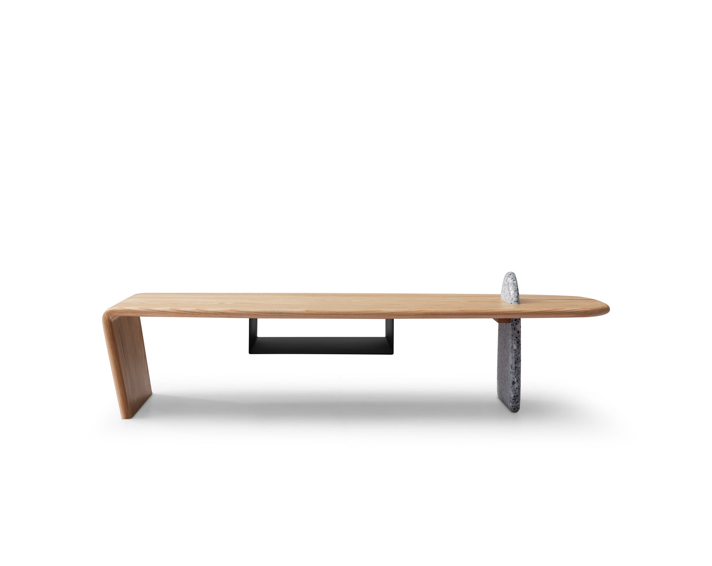 A coffee table made of terrazzo and solid wood